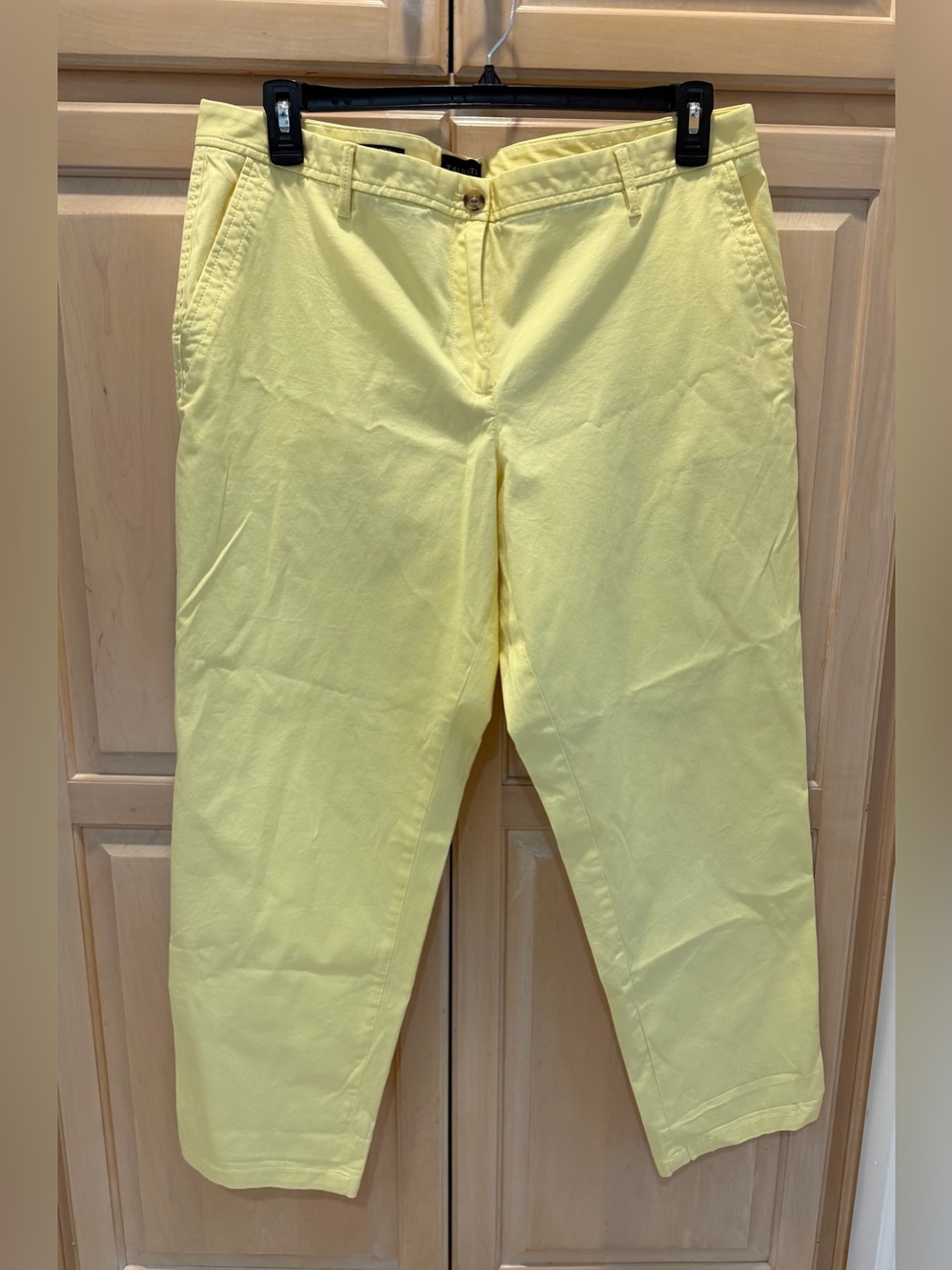 Talbots Light Yellow Straight-Leg Cotton Chino Pants